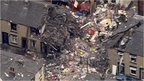 Aerial view of scene of explosion in Oldham