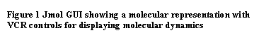 Text Box: Figure 1 Jmol GUI showing a molecular representation with VCR controls for displaying molecular dynamics

